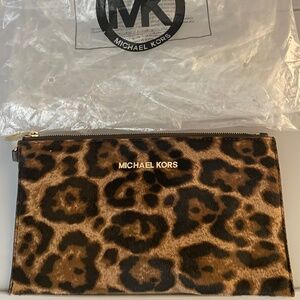 Michael Kors Animal print furry wristlet